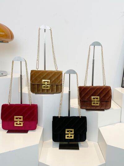 Solid Color Chain Shoulder Bag - Hovatok
