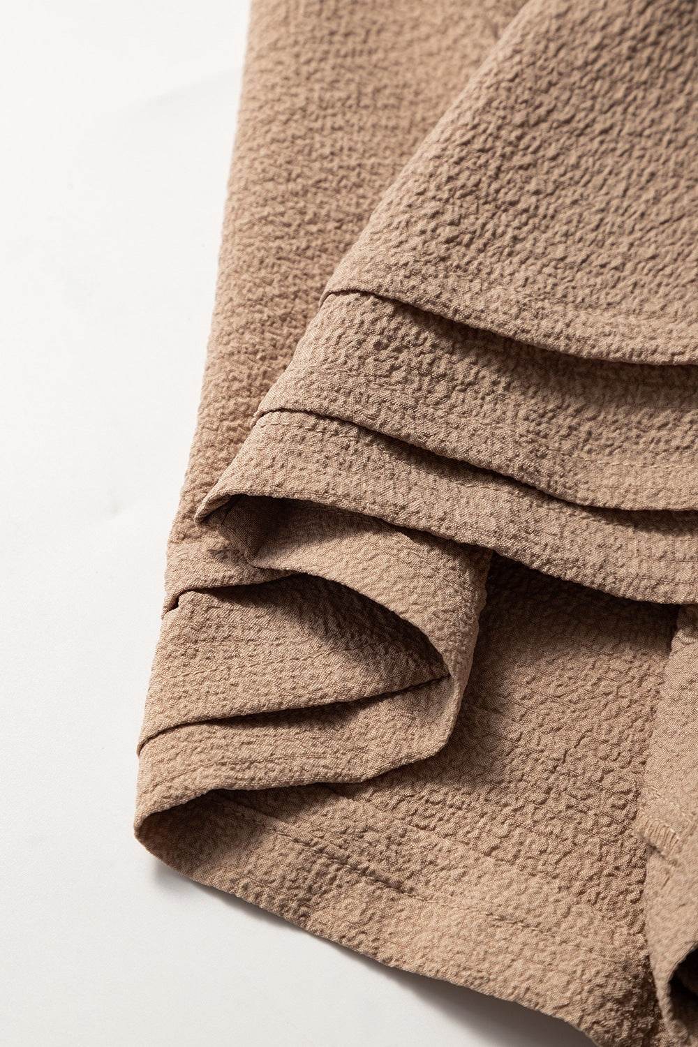 Textured Tiered Edge High Waist Shorts - Hovatok