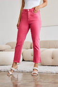 RFM Crop Dylan Full Size Tummy Control High Waist Raw Hem Jeans - Hovatok