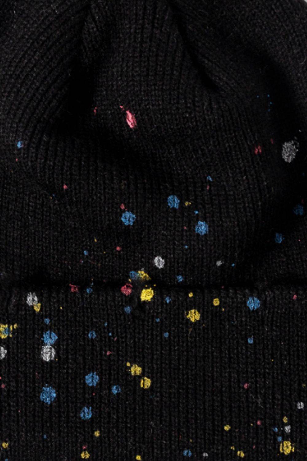 Confetti Rib-Knit Cuff Beanie - Hovatok