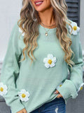 Angel Wings Flower Round Neck Long Sleeve Sweater - Hovatok