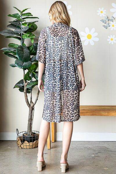 Heimish Full Size Leopard Open Front Cardigan Plus Size - Hovatok