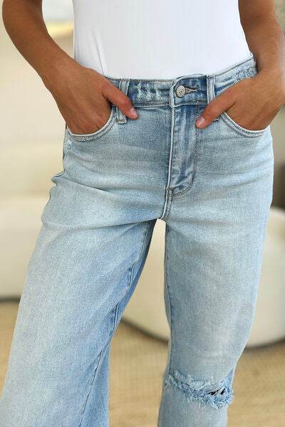 Judy Blue Full Size High Waist Distressed Straight Jeans - Hovatok