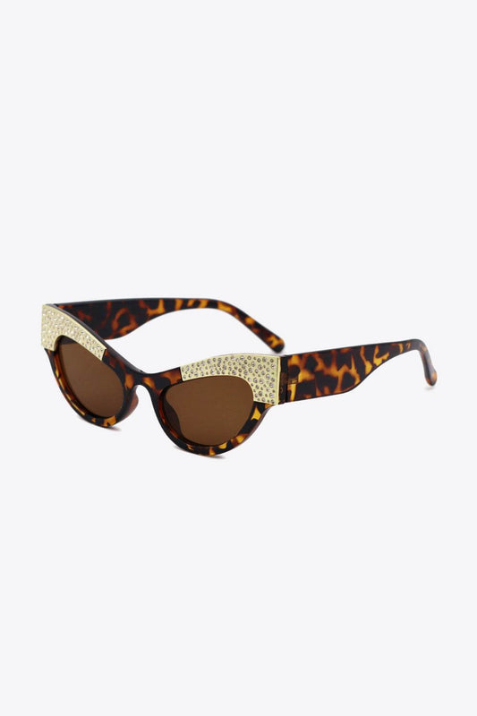 UV400 Rhinestone Trim Cat-Eye Sunglasses - Hovatok