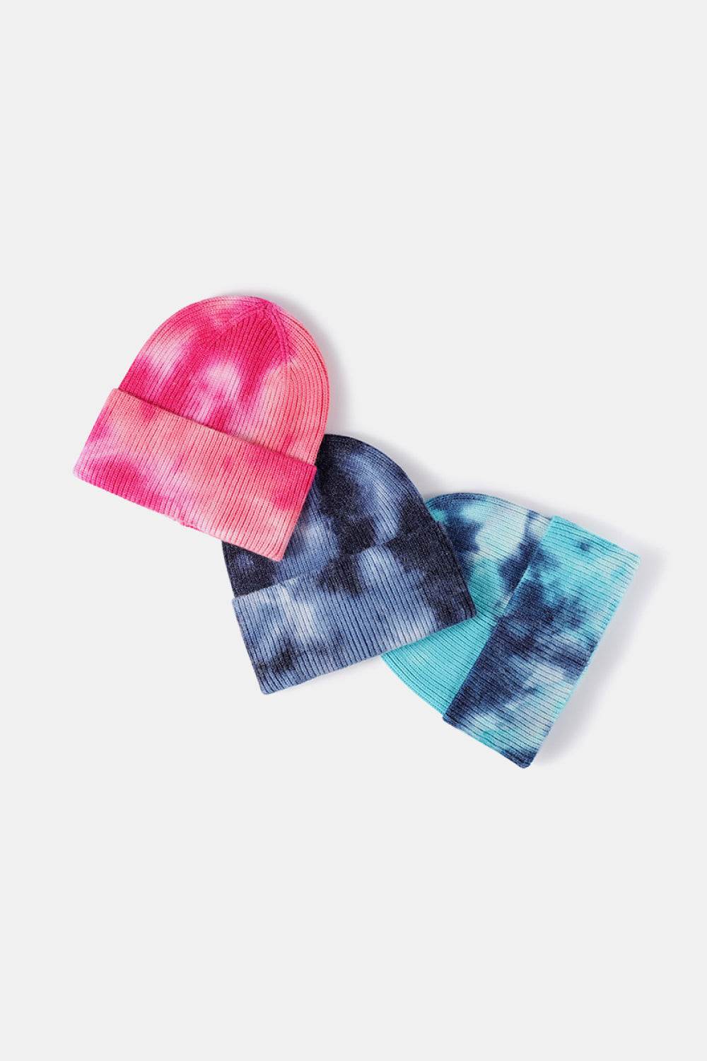 Tie-Dye Cuffed Rib-Knit Beanie Hat - Hovatok