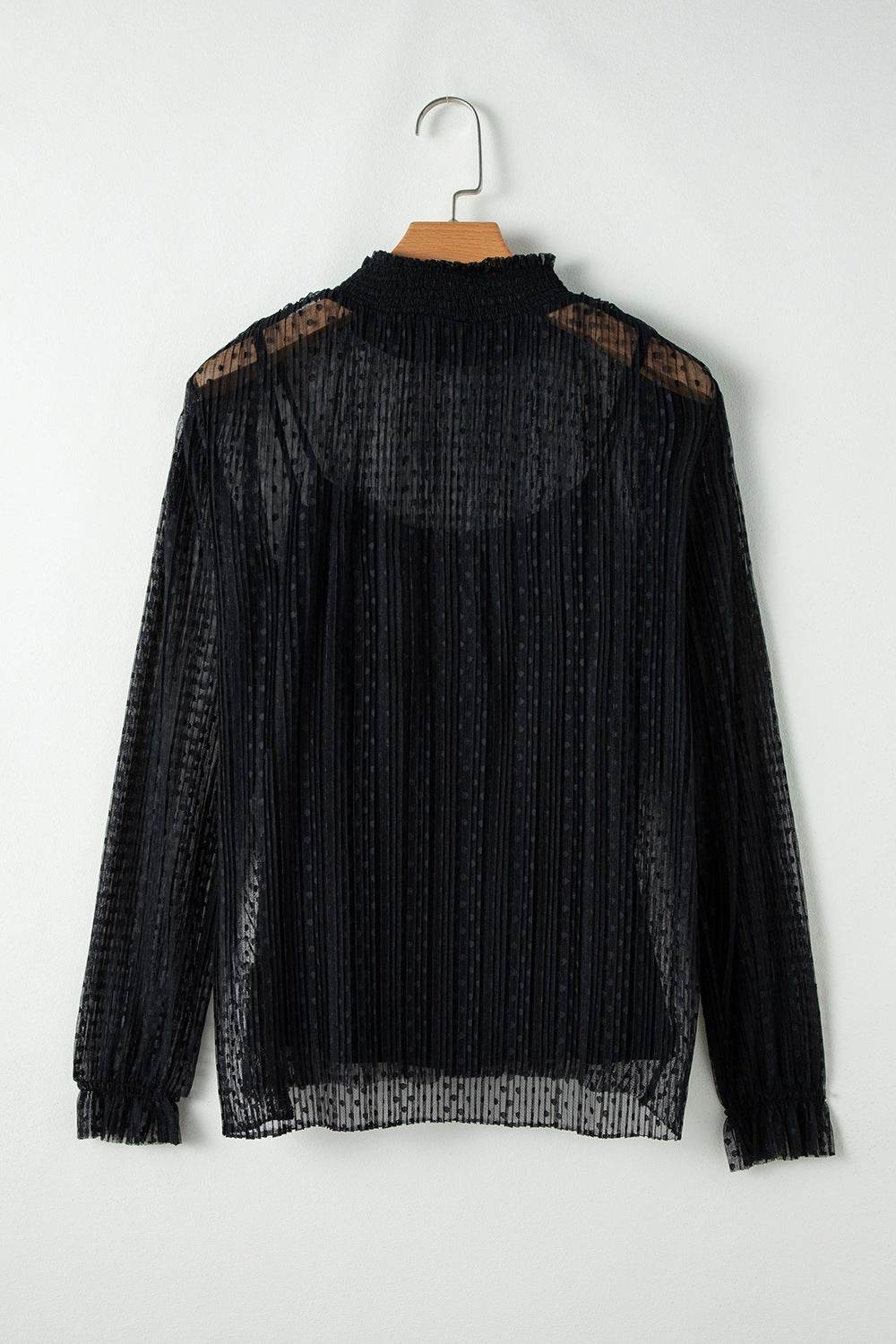 cami and Lace Sheer Mock Neck Long Sleeve Blouse - Hovatok