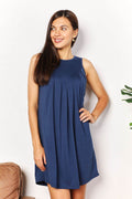 Perfee Round Neck Sleeveless Mini Dress - Hovatok