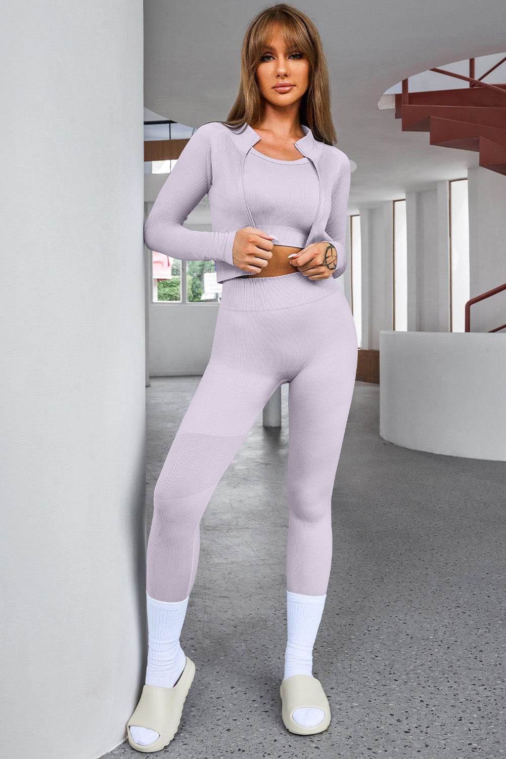 Tank Cropped Active Top and Pants Set - Hovatok