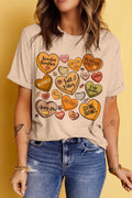 Heart Graphic Round Neck Short Sleeve T-Shirt - Hovatok