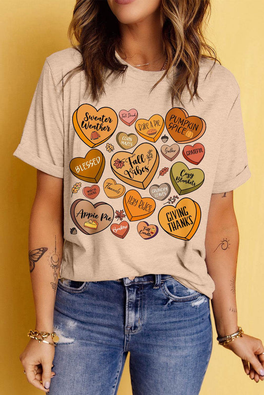 Heart Graphic Round Neck Short Sleeve T-Shirt - Hovatok