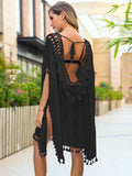 Tassel Cutout Half Sleeve Cover-Up - Hovatok