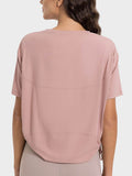 Millennia Drawstring Round Neck Short Sleeve Active T-Shirt - Hovatok