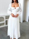 Devine Tie Front Long Sleeve Maxi Dress - Hovatok