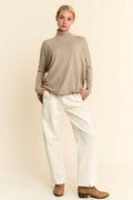 Davi & Dani Turtleneck Long Sleeve Knit Top - Hovatok