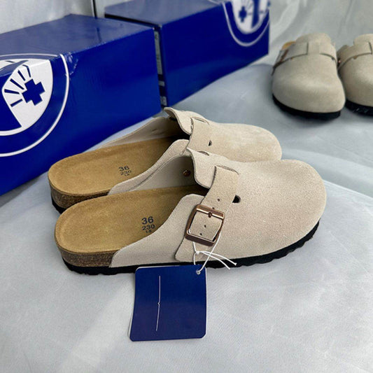 Round Toe Flat Buckle Slip-Ons - Hovatok