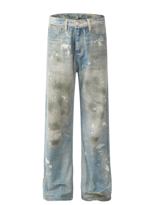 Men's Waste Soil Style Straight Leg Jeans - Hovatok