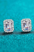 Adored 1 Carat Moissanite Rhodium-Plated Square Stud Earrings - Hovatok