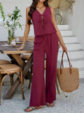 Devine Tied V-Neck Sleeveless Top and Pants Set - Hovatok