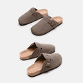 Suede Closed Toe Buckle Slide - Hovatok