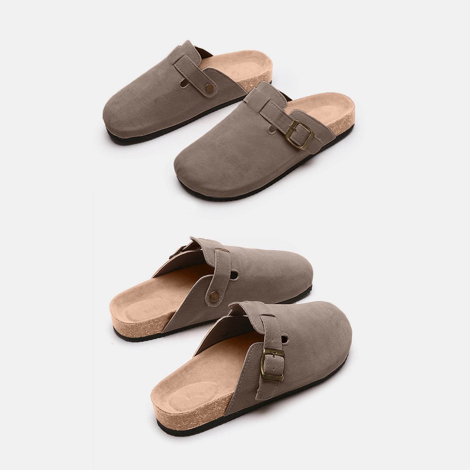 Suede Closed Toe Buckle Slide - Hovatok