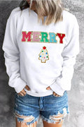 MERRY Round Neck Long Sleeve Sweatshirt - Hovatok