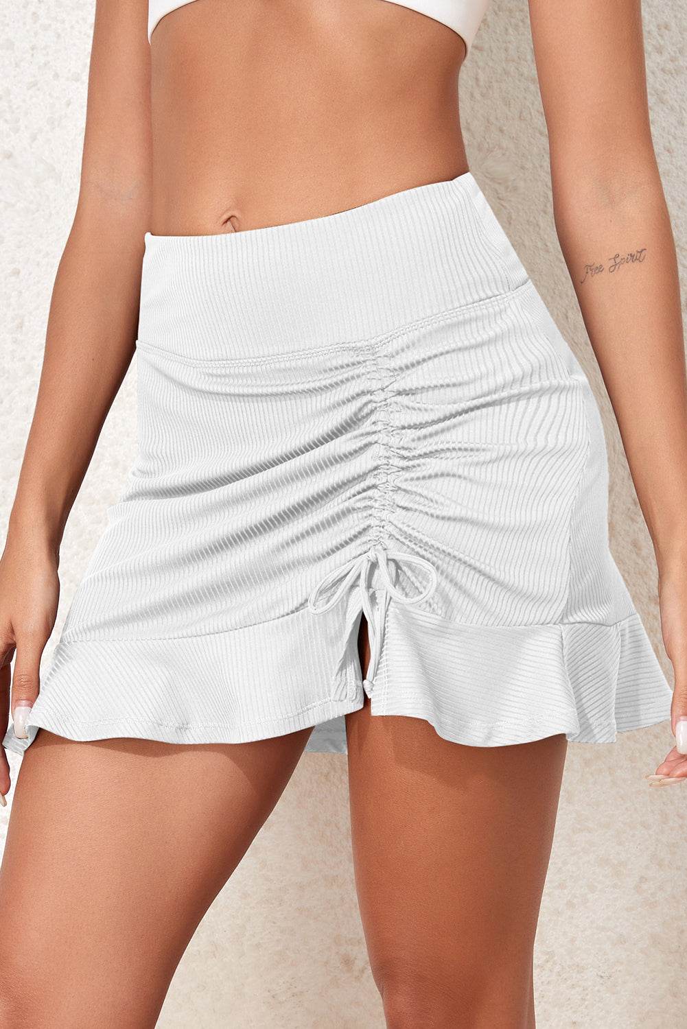 Ruched Elastic Waist Swim Skirt - Hovatok