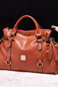 PU Leather Handbag with Tassels - Hovatok