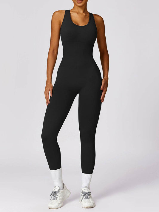 Basic Bae Sleeveless Cutout Racerback Active Jumpsuit - Hovatok