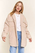 And The Why Teddy Sherpa Button Down Curved Hem Shacket - Hovatok