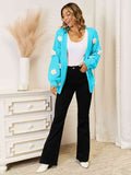 Angel Wings Flower Dropped Shoulder Open Front Cardigan - Hovatok