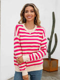 Angel Wings Striped Drop Shoulder Knit Top - Hovatok