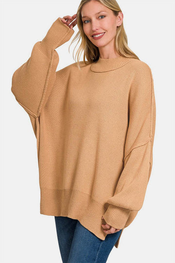 Zenana Side Sit Oversize Sweater - Hovatok