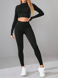 Mock Neck Long Sleeve Top and Leggings Active Set - Hovatok