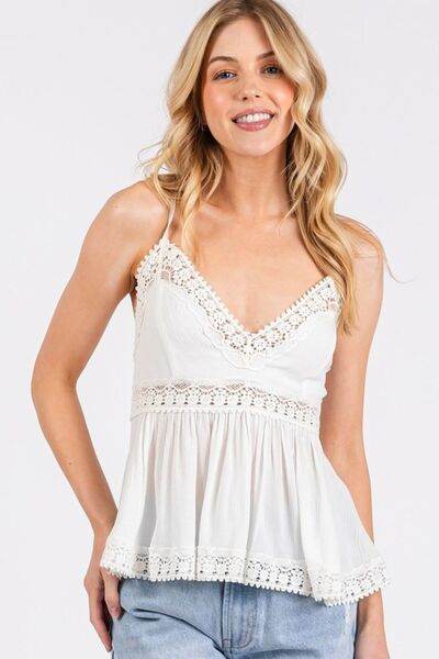 Mittoshop Crisscross Back Lace Detail V-Neck Cami - Hovatok
