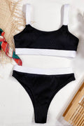 Color Block Scoop Neck Bikini Set - Hovatok