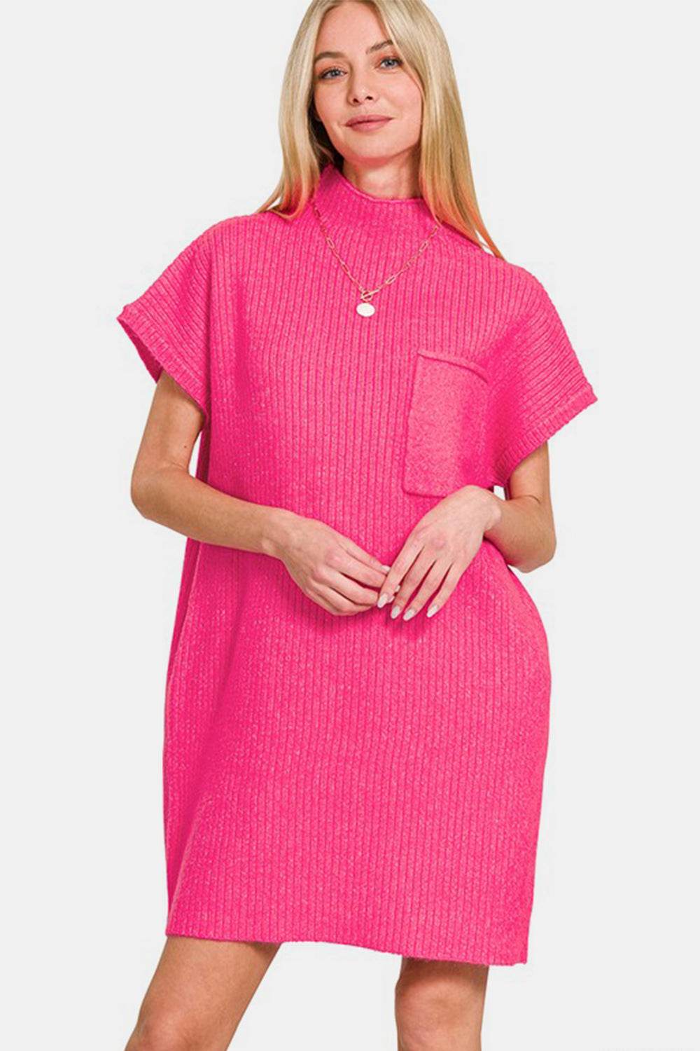 Zenana Short Sleeve Sweater Mini Dress - Hovatok