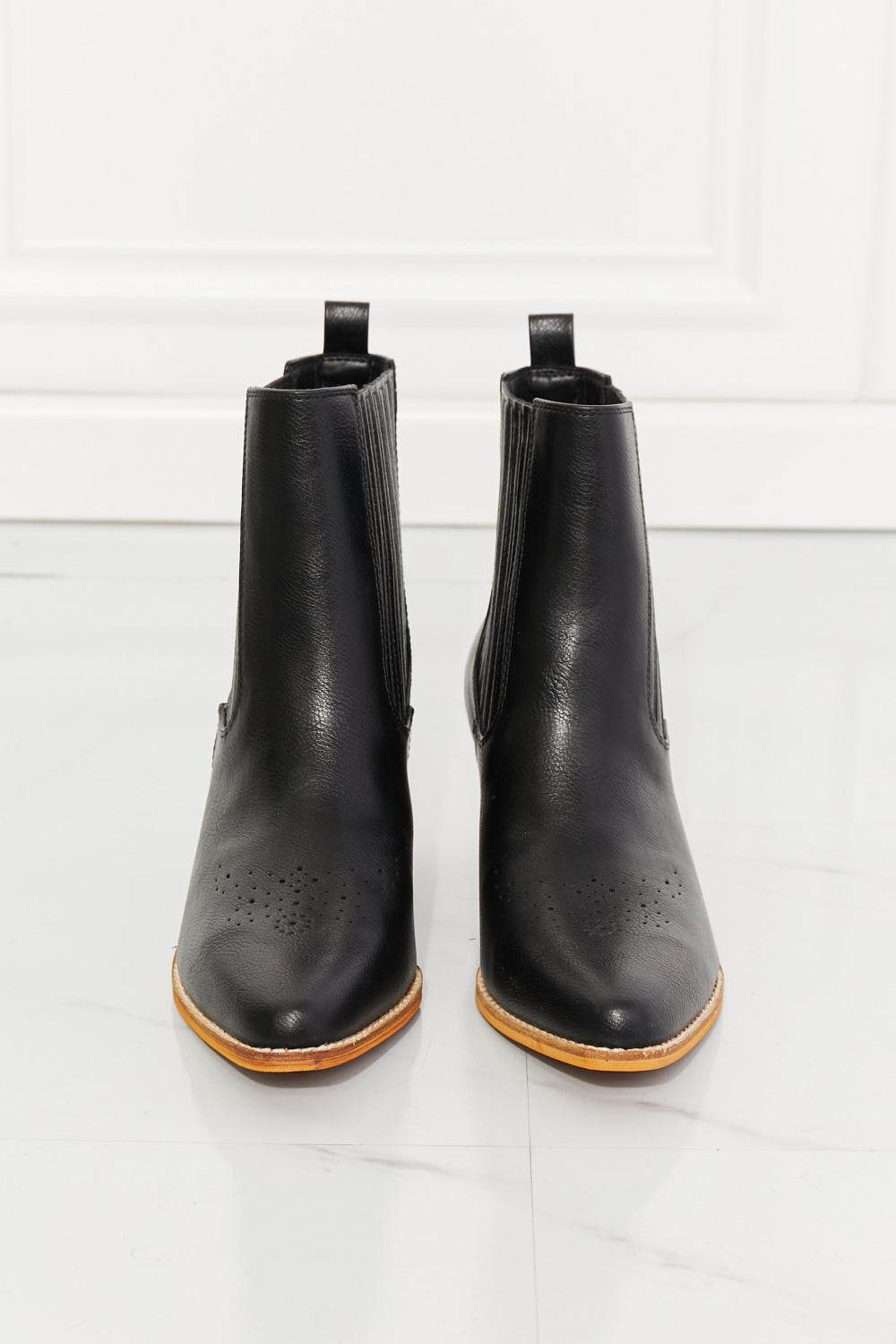 MMShoes Love the Journey Stacked Heel Chelsea Boot in Black - Hovatok