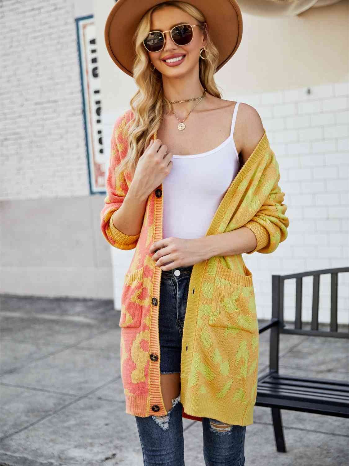 Angel Wings Leopard Button Down Longline Cardigan - Hovatok