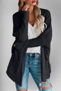 Double Take Pocketed Open Front Long Sleeve Cardigan - Hovatok