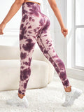 Tie-Dye Wide Waistband Active Leggings - Hovatok