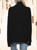 Turtleneck Drop Shoulder Long Sleeve Sweater - Hovatok