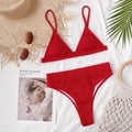 Spaghetti Strap Ribbed Bikini Set - Hovatok