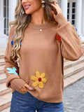 Angel Wings Crochet Flower Round Neck Sweater - Hovatok
