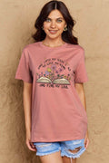 Simply Love Full Size Book & Flower Graphic Cotton Tee - Hovatok