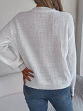 Cable-Knit Round Neck Long Sleeve Sweater - Hovatok