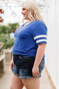 Plus Size Striped V-Neck Tee Shirt - Hovatok