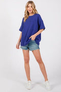 Cesfemme Textured Drop Shoulder T-Shirt - Hovatok