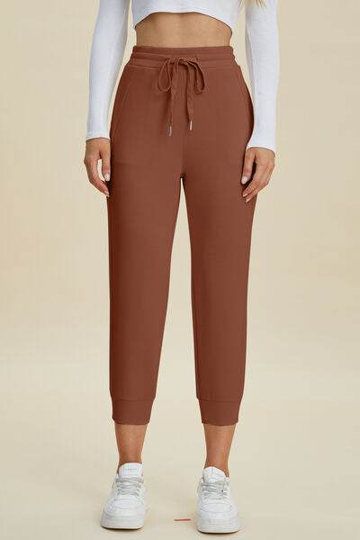 Basic Bae Full Size Air Scuba Drawstring High Waist Cropped Pants - Hovatok