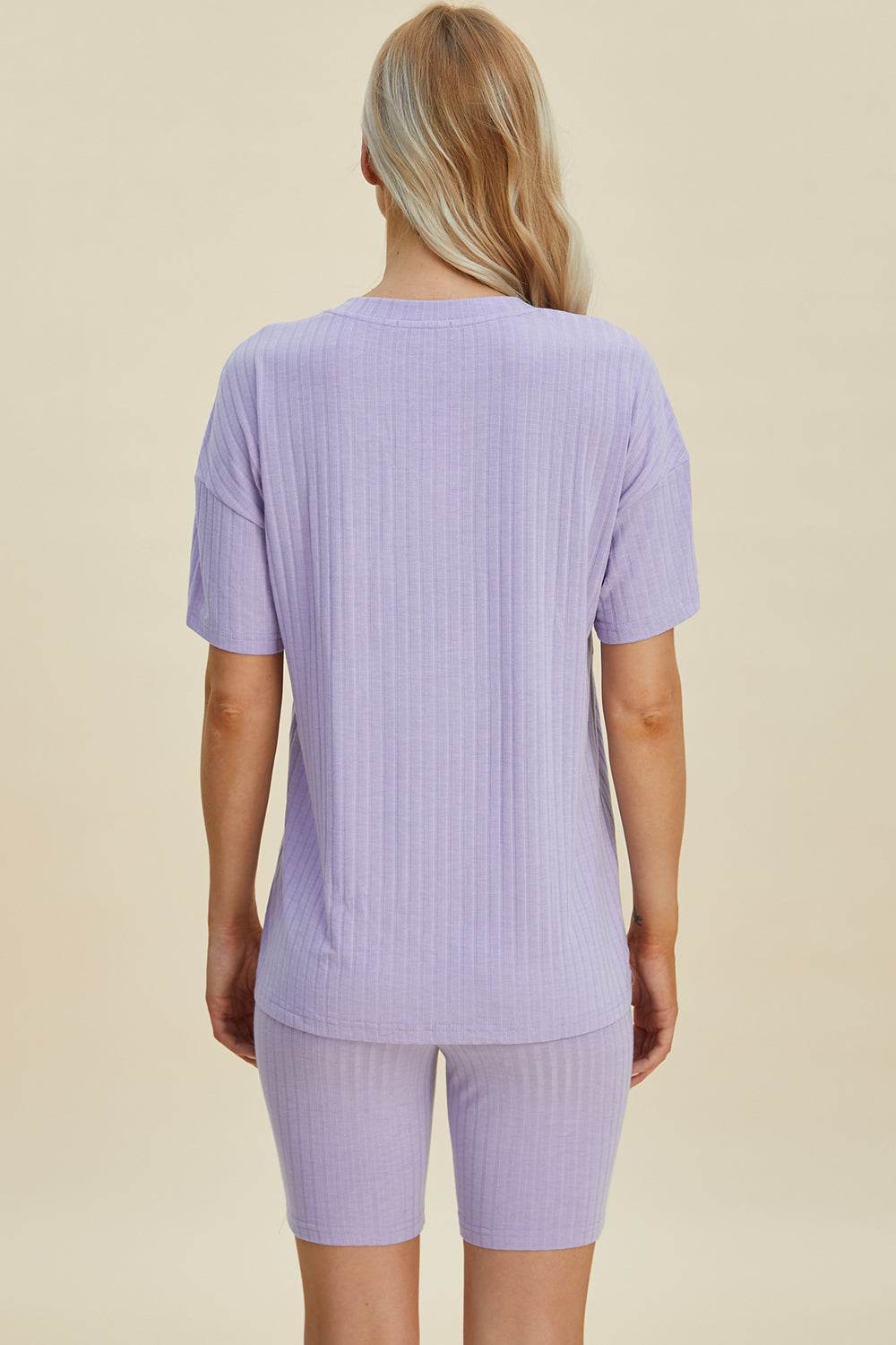 Basic Bae Full Size Ribbed V-Neck Short Sleeve Top and Shorts Set - Hovatok