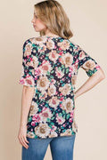 BOMBOM Floral Round Neck T-Shirt - Hovatok